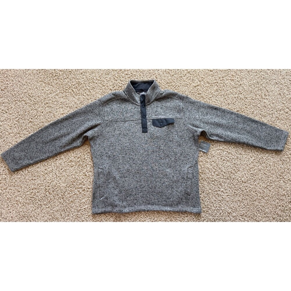 Eddie Bauer MR Convector 2.0 Mens Size L Fleece Snap Mock Neck Pullover Gray